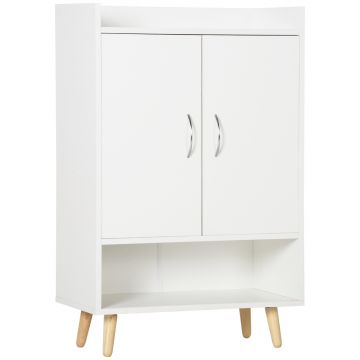 Dulap Pantofar Economie de spatiu din Lemn Alb cu Compartiment deschis, Dulap Pantofar Design pentru Intrare, 60x30x92cm HOMCOM | Aosom RO