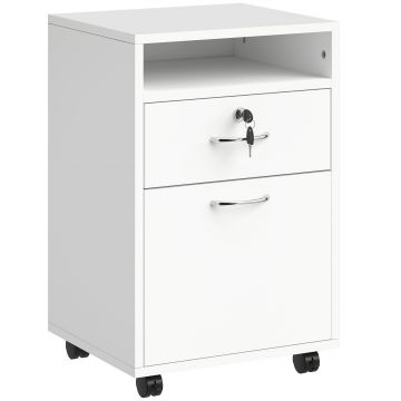 HOMCOM comoda din lemn, cu sertar, 40x35x60 cm, alb | Aosom Ro