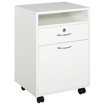 HOMCOM comoda din lemn, cu sertar, 40x35x60 cm, alb | Aosom Ro