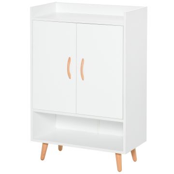 Dulap Pantofar Economie de spatiu din Lemn Alb cu Compartiment deschis, Dulap Pantofar Design pentru Intrare, 60x30x92cm HOMCOM | Aosom RO