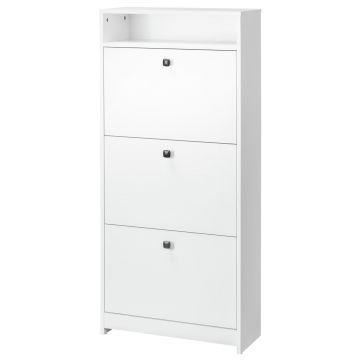 HOMCOM dulap pantofi, 3 compartimente, 60×24×132cm, alb | AOSOM RO