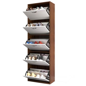 HOMCOM Dulap pentru Pantofi cu 5 Sertare pentru 30 Perechi de Pantofi, 60x28x189 cm, Maro | Aosom Romania HOMCOM Dulap pentru Pantofi cu 5 Sertare pentru 30 Perechi de Pantofi, 60x28x189 cm, Maro | Aosom Romania