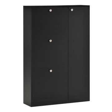 HOMCOM mobilier pentru hol cu ușă pentru pantofi modern din lemn negru 80x24x120cm | Aosom Romania