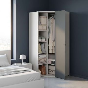 Dulap depozitare colt ARONA 84, A50, H195, 1U, Alb Portelan, Antracit