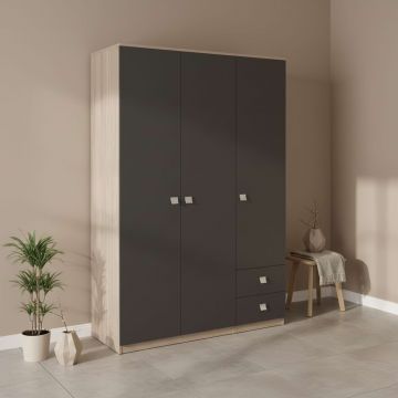 Dulap depozitare haine LINEA 135, A52, H200, 2U-1U-151, 2S BUPO, Oak, Antracit