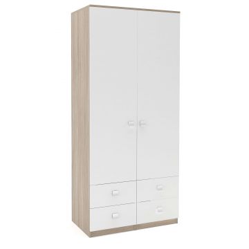 Dulap depozitare haine LINEA 90, A52, H200, 2U-151, 4S BUPO, Oak, Alb