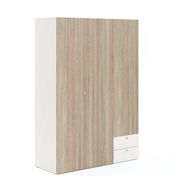Dulap haine ARONA 135, A50, H195, 3U2S, Alb Portelan, Oak