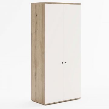 Dulap haine PRIMAVERA 90, H200, 2U, bara umerase, Stejar, Alb