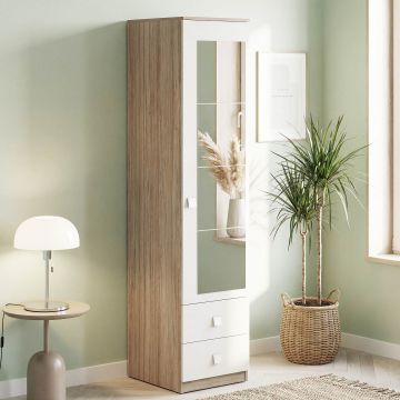 Dulap hol LINEA 1 usa 2 sertare, bara umerase, Oak, Alb