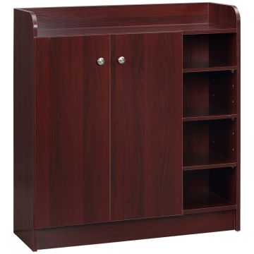 Dulap de pantofi din lemn pentru 12 perechi de pantofi cu 4 rafturi deschise, 83x30x90 cm, culoare cafea HOMCOM | Aosom Romania