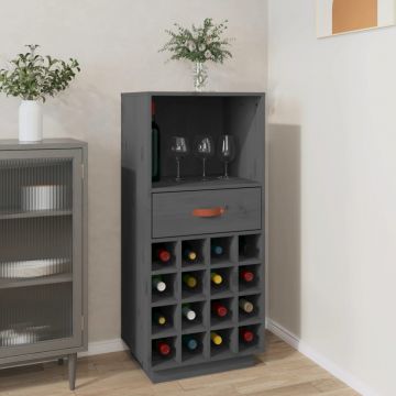 vidaXL Dulap de vinuri, gri, 45x34x100 cm, lemn masiv de pin