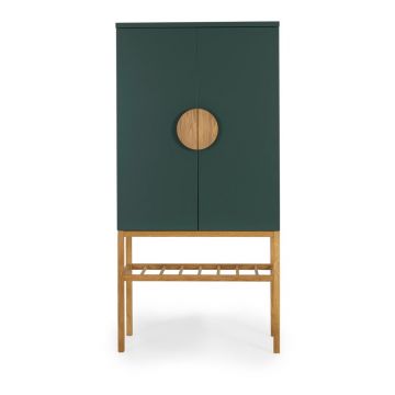 Dulap cu picioare din lemn de stejar Tento Scoop, înălțime 162 cm, verde