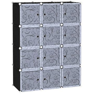 HOMCOM Dulap Modular pentru Haine, 12 Cuburi, DIY, Polipropilenă, Alb și Negru, 111x47x145 cm | Aosom Romania HOMCOM Dulap Modular pentru Haine, 12 Cuburi, DIY, Polipropilenă, Alb și Negru, 111x47x145 cm | Aosom Romania
