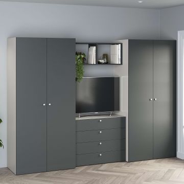 Dressing dormitor ARONA A 270, A50, H195, 4U4S, Alb Portelan, Antracit