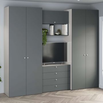 Dressing dormitor ARONA A 270, A50, H230, 5U4S, Alb Portelan, Antracit