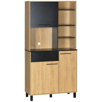 HOMCOM 180cm Kitchen Cupboard, Freestanding  Storage Cabinet with Soft Close Doors, Adjustable Shelves and Drawers | Aosom Romania