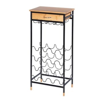 Dulap vinotecă negru/în culoare naturală din metal număr de sticle 16, 48x95 cm Loft – Wenko