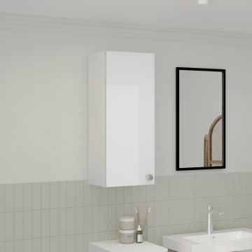 Corp Baie Zaria, Suspendat, 1 Usa, Alb lucios/Alb, MDF, L 30 x l 22 x H 72 cm