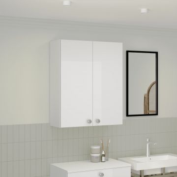 Corp Baie Zaria, Suspendat, 2 Usi, Alb lucios/Alb, MDF, L 60 x l 22 x H 72 cm