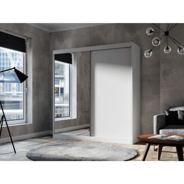 Dulap Usi Culisante Basti I, 200x58x215 cm, Alb Mat