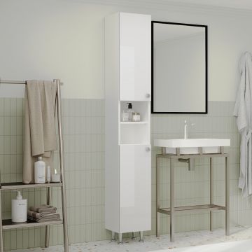 Soldat Baie Zaria, 2 Usi, Alb lucios/Alb, MDF, L 30 x l 27 x H 190 cm