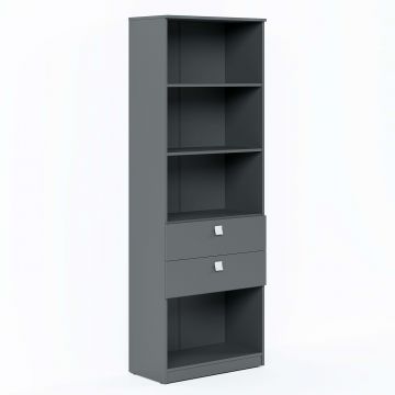 Biblioraft LINEA 70, 2 rafturi si 2 sertare, Antracit