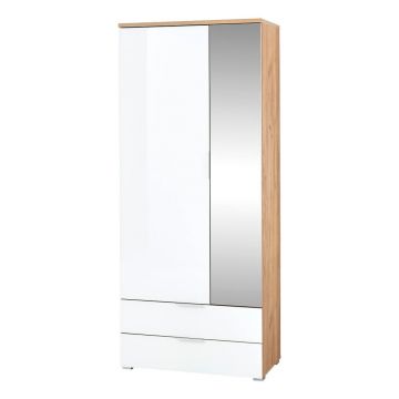 Dulap cu oglindă alb/aspect de lemn de stejar 84x196 cm Telde - Germania