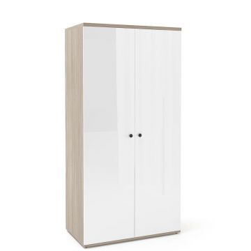 Dulap haine PRIMAVERA 90, H180, 2U, polite, Oak, Alb Gloss