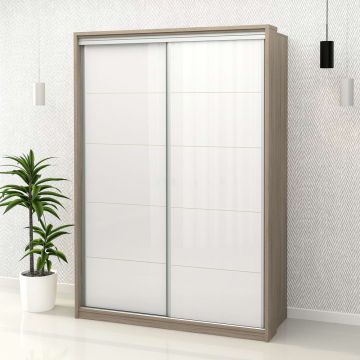 Dulap haine usi glisante PRIMAVERA 155, H225, Oak, Alb Gloss