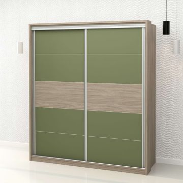 Dulap haine usi glisante PRIMAVERA 185, H205, Oak, Pesto