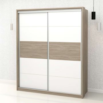 Dulap haine usi glisante PRIMAVERA 185, H225, Oak, Alb