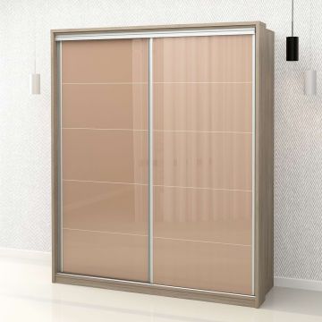 Dulap haine usi glisante PRIMAVERA 185, H225, Oak, Cappuccino Gloss