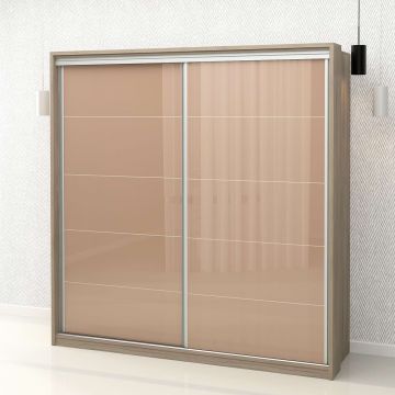 Dulap haine usi glisante PRIMAVERA 205, H205, Oak, Cappuccino Gloss