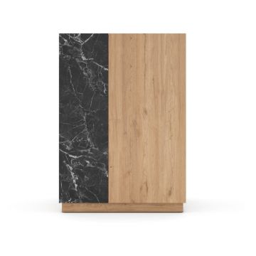 Dulap negru/natural cu aspect de lemn de stejar 90x127 cm Dione – Marckeric