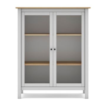 Vitrină alb/natural din lemn de pin 90x110 cm Misti – Marckeric