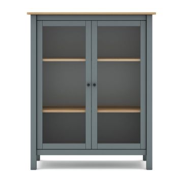 Vitrină verde prăfuit din lemn de pin 90x110x40 cm Misti – Marckeric