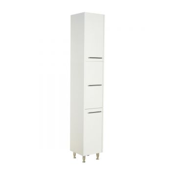 Coloana baie Badenmob Seria 020, 3 usi, fixare cu stativ, PAL, alb, 30 x 30 x 180 cm