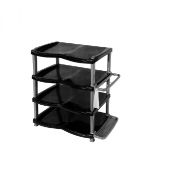 Raft pantofi Inaplast, 4 nivele, plastic, negru, 47 x 33 x 65 cm