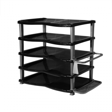 Raft pantofi Inaplast, 5 nivele, plastic, negru, 47 x 33 x 85 cm