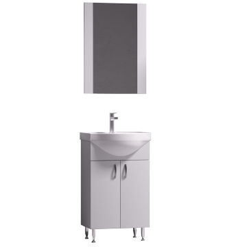 Set mobilier baie Badenmob Eco 51, masca + lavoar + oglinda, alb Set mobilier baie Badenmob Eco 51, masca + lavoar + oglinda, alb