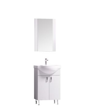 Set mobilier baie Badenmob Eco 55, masca + lavoar + oglinda, alb