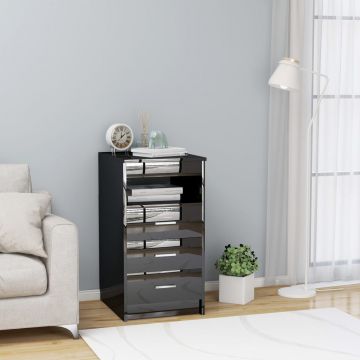 Dulap cu sertare negru extralucios 40 x 50 x 76 cm PAL