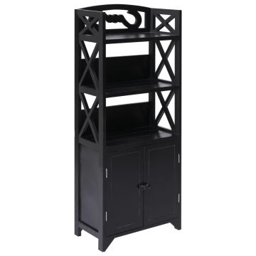 Dulap de baie negru 46 x 24 x 116 cm lemn de paulownia