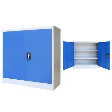 Dulap de birou metal 90 x 40 x 90 cm gri și albastru