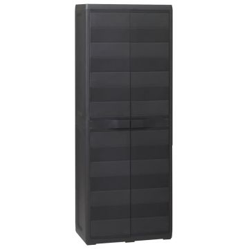 Dulap de depozitare pentru grădină cu 3 rafturi negru