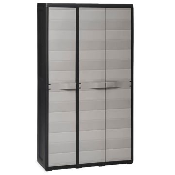 Dulap de depozitare pentru grădină cu 4 rafturi negru și gri
