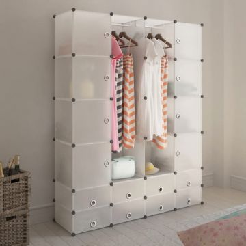 Dulap modular cu 18 compartimente alb 37 x 146 x 1805 cm