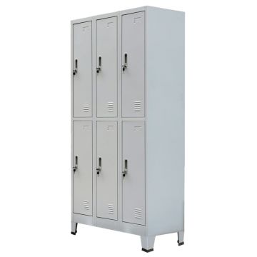 Dulap vestiar cu 6 compartimente oțel 90 x 45 x 180 cm gri