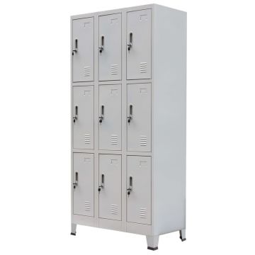Dulap vestiar cu 9 compartimente oțel 90 x 45 x 180 cm gri