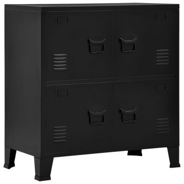 Fișet cu 4 uși negru 75 x 40 x 80 cm oțel industrial